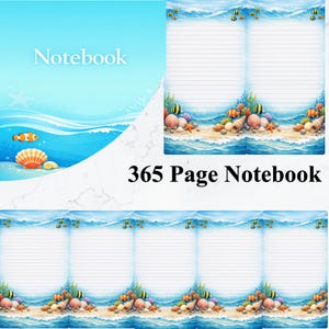 Ocean Wave Dreams Notebook | 365 Lined Pages, Tropical Fish, Seashell Patterns (Digital Download)