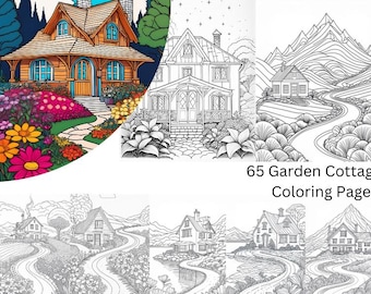 Garden Cottage Coloring Book: 65 Printable Dream House Pages (PDF)