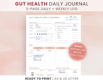 Gut Health Daily Journal: IBS Symptom Tracker, Food Log (PDF)