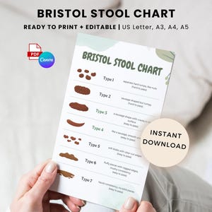 Printable Bristol Stool Chart: Gut Health Tracker (Editable PDF)