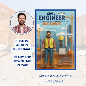 Figura de acción personalizada de ingeniero civil: figura de ingeniero personalizada a partir de una foto, decoración de escritorio única