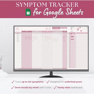 Symptom Tracker Google Spreadsheets: dagboek chronische ziekten en pijn (digitale download)