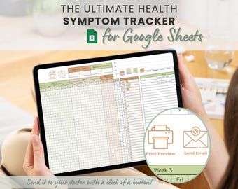 Symptom Tracker Google Sheets, Medical tracker pain log, chronic pain symptom Journal, Fibromyalgia Symptom Log, Monthly Health Tracker, IBS
