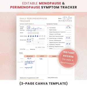 Editable Menopause Tracker | Perimenopause Symptom Journal (Canva Template)
