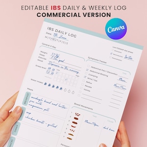 Seguimiento diario editable del SII: Salud intestinal, bajo en FODMAP (descarga digital)