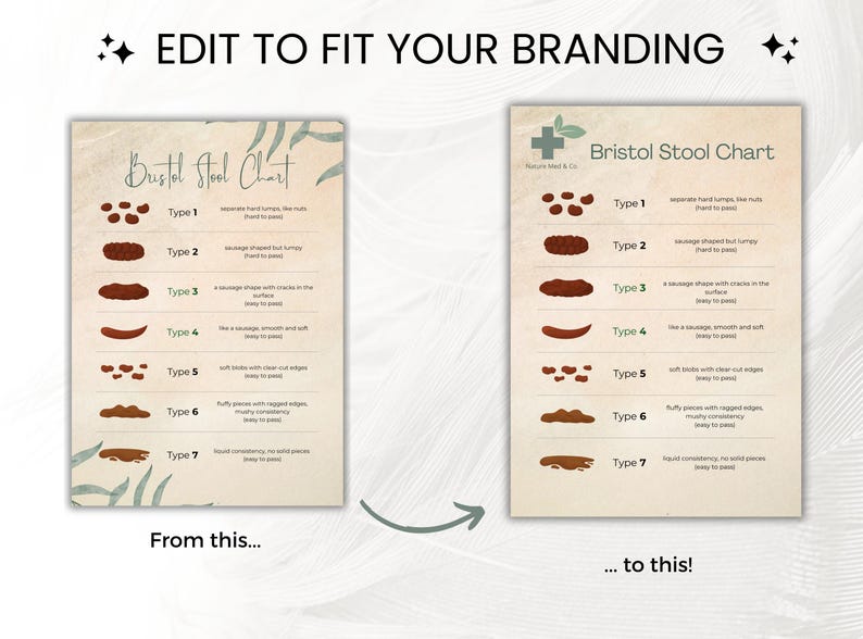 Bristol Stool Chart,printable & Editable PDF Gut Health Poop Poster,ibs