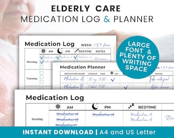 Senior Medication Tracker: Weekly AM PM Bedtime Log (Printable PDF)