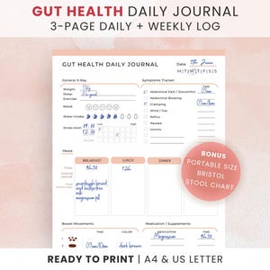 Gut Health Daily Journal: IBS Symptom Tracker, Food Log (PDF)