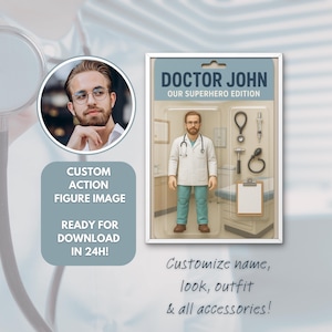 Spersonalizowana figurka Doktora z portretem: Spersonalizowany prezent cyfrowy (do pobrania w wersji cyfrowej)
