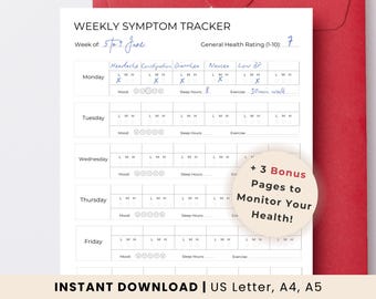 Printable Symptom Tracker: Health & Medication Log (PDF)