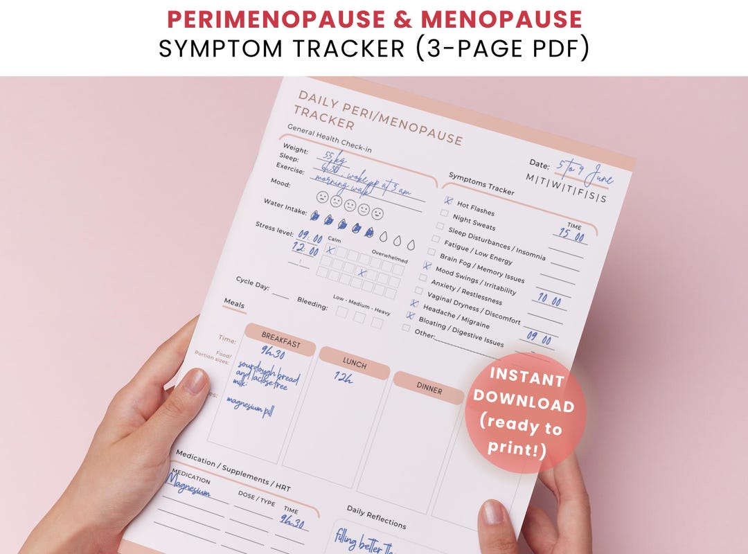 Menopause Symptom Tracker, Daily Journal, Doctor Visit Prep (printable ...