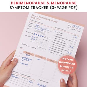Menopause Symptom Tracker, Daily Journal, Doctor Visit Prep (Printable PDF)