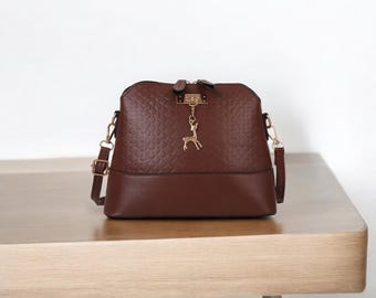 Brown Minimalist Shoulder Bag: Soft Leather Crossbody Purse, Single Strap Bag