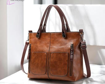Bolso bandolera de piel suave, bolso de hombro de estilo vintage