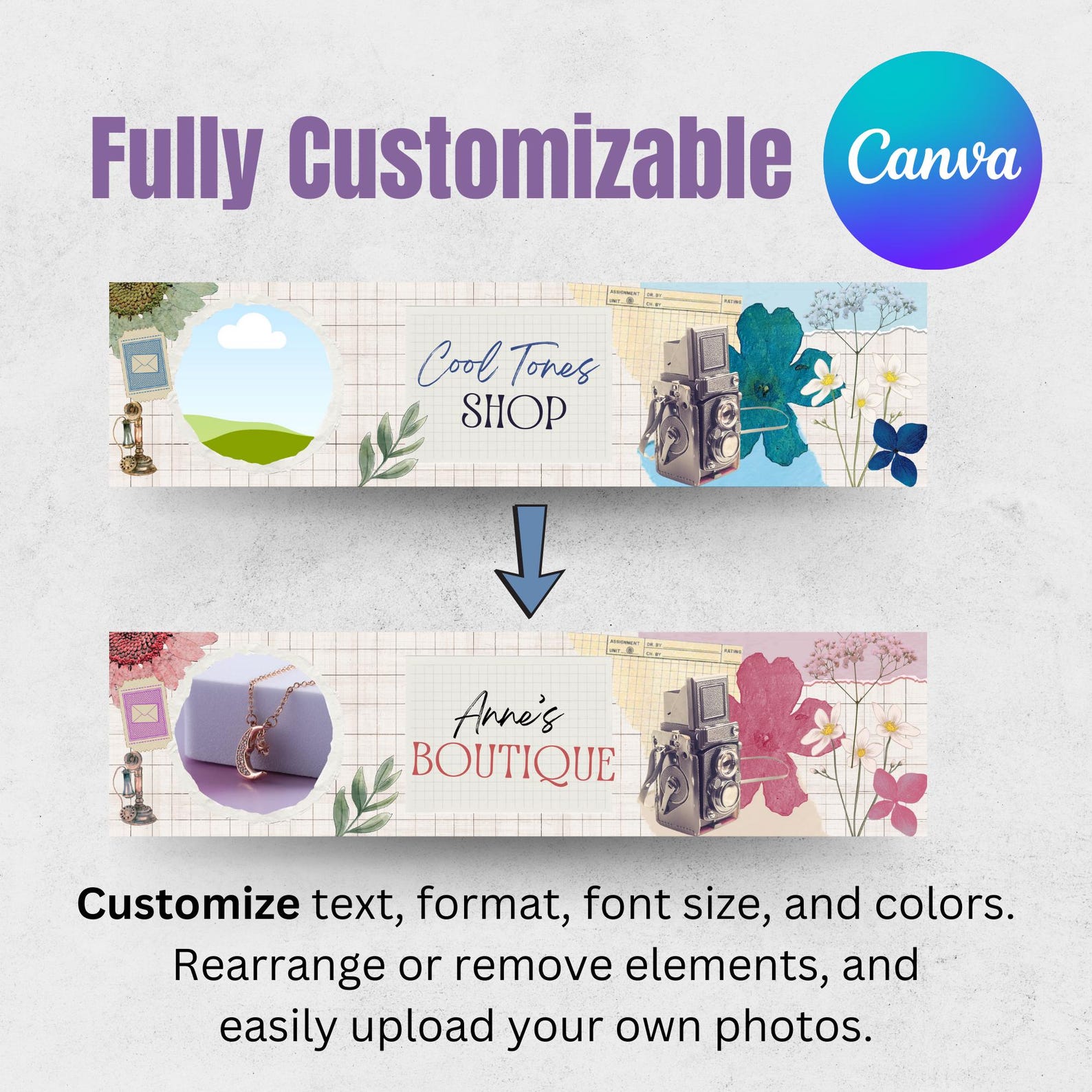 Editable Etsy Shop Banner Kit | Customizable Canva Branding Templates ...