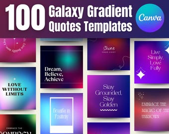 Bewerkbare donkere gradiënt Galaxy Canva-sjablonen | Cosmic Aesthetic Social Media Branding Posts | Aanpasbare IG-verhaalrollen Downloadcitaten