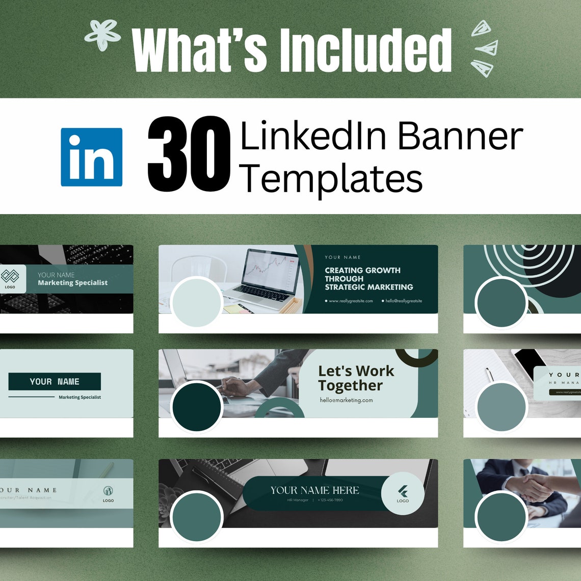 Linkedin Cover Header Banner | Editable Green Canva Template for ...