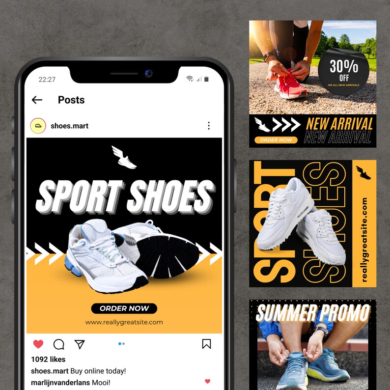 Sports Shoes Instagram Canva Templates | Editable Posts for Sneaker ...
