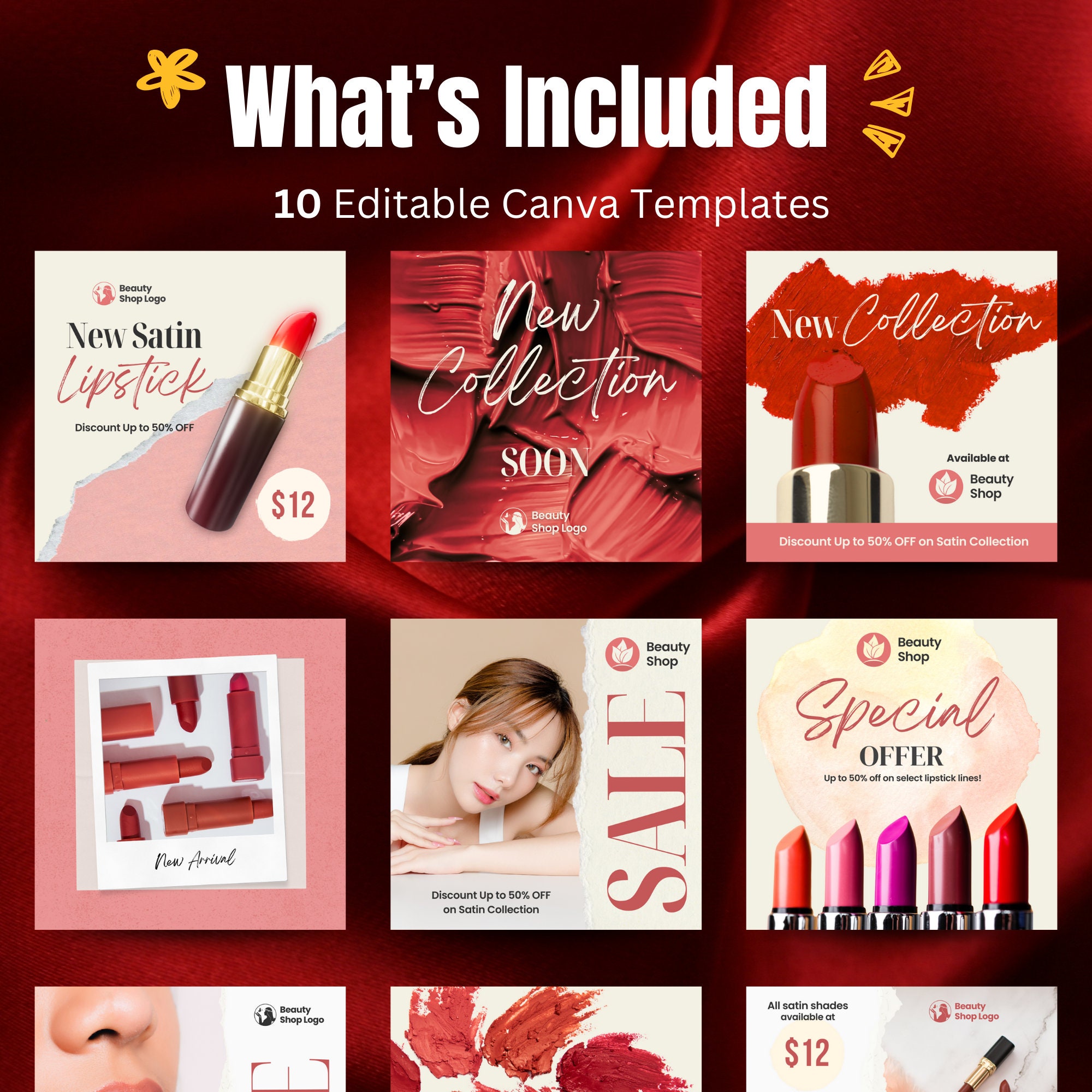 Editable Lipstick Canva Social Media Post Templates | Perfect for ...