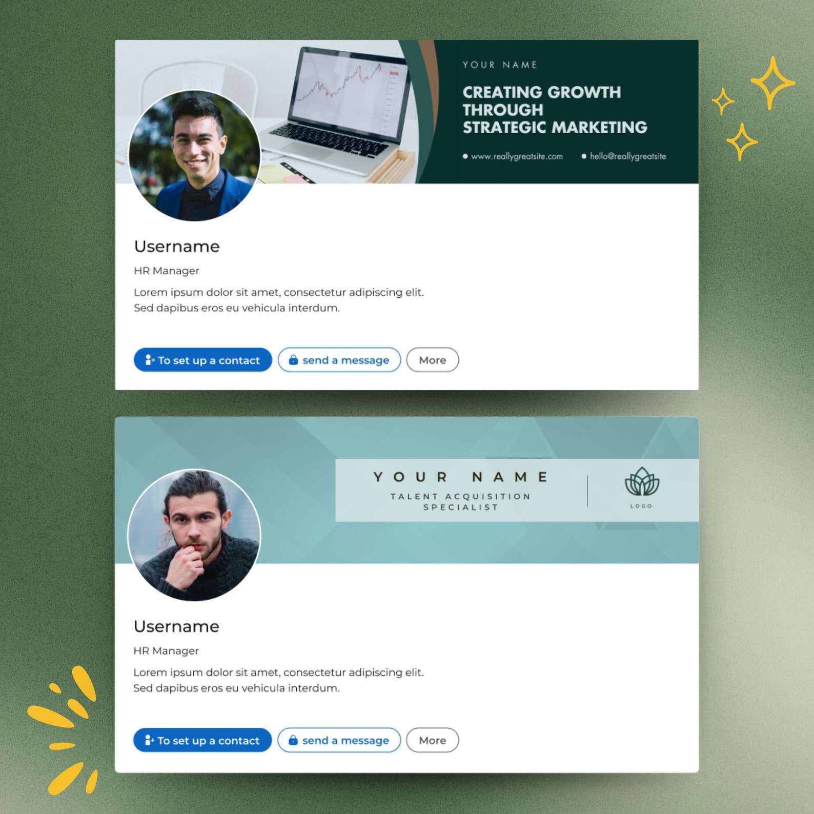 Linkedin Cover Header Banner Editable Green Canva Template for ...