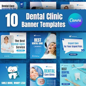 Dental Clinic Canva Templates | Editable Social Media Designs for Dentists | Professional Marketing Post Dentistry Modern Flyer Banner Ad