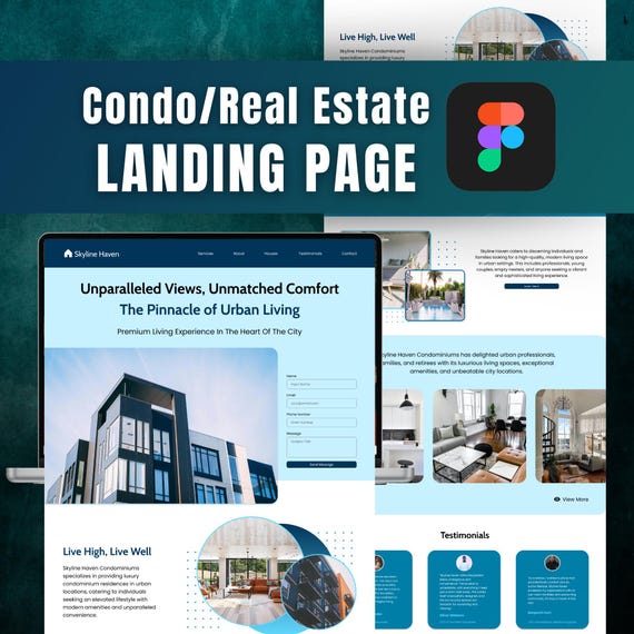Figma Landing Page Template Condo Website | Real Estate Homepage Design for UX UI Designers and Realtors | Apartment Property Building Site