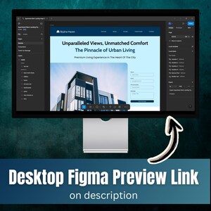 Figma landing page website template for condominium and real estate rental business. Editable and customizable one-page website design for condos, apartments, and realtors. Downloadable Figma file ideal for showcasing rental properties and building.