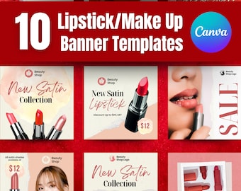 Editable Lipstick Canva Social Media Post Templates | Perfect for Cosmetics Business Marketing & Beauty Make Up Brand Promotions | Instagram