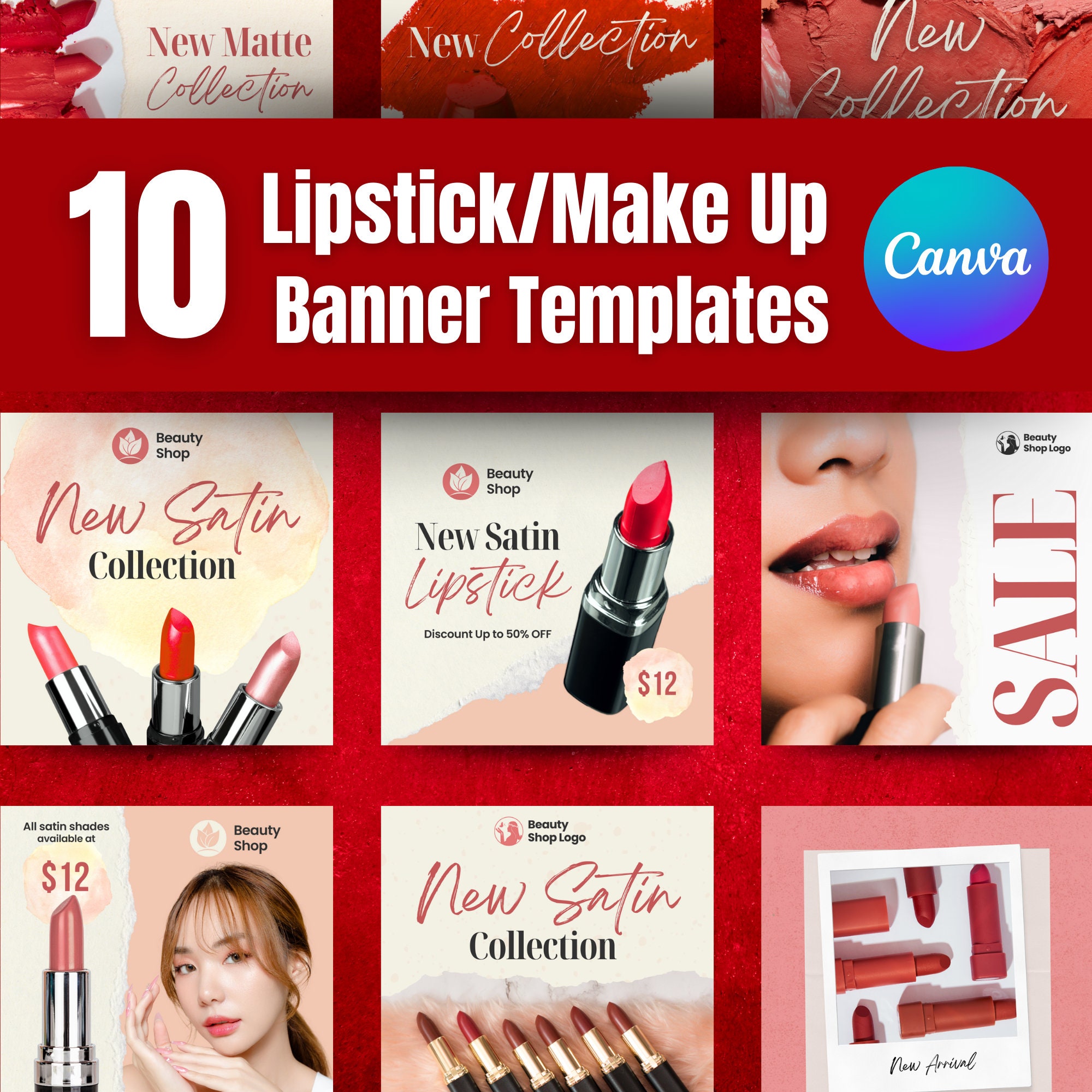Editable Lipstick Canva Social Media Post Templates | Perfect for ...