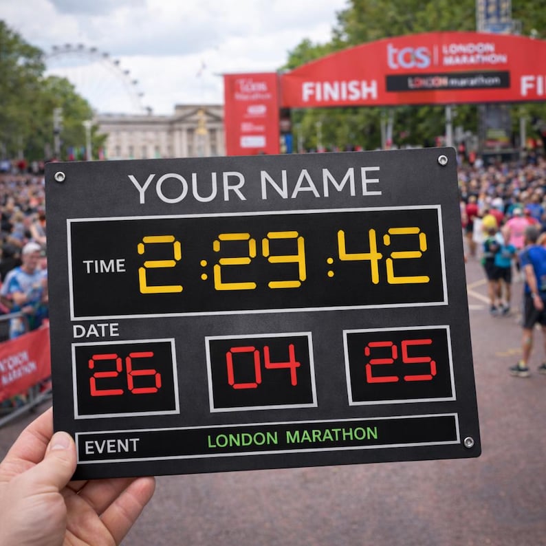 Personalised Running PB Metal Poster – Custom Race Time Sign – Marathon ...