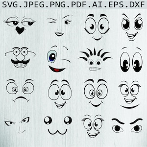 Cartoon Emotion Faces SVG Bundle: Smiley Face Clipart (Digital Download)