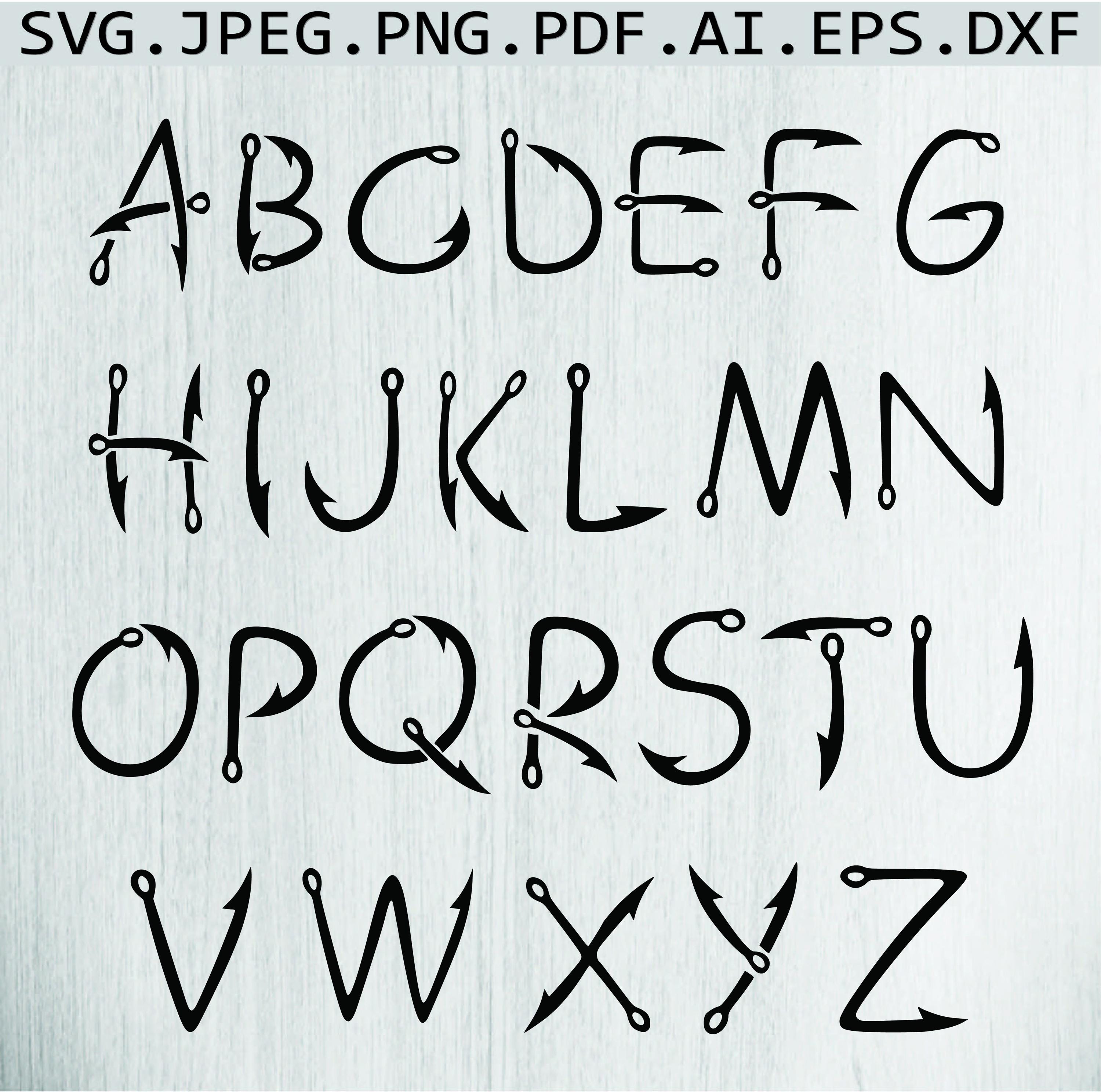 Fishing Hook Font SVG, Clipart Letters (digital Download) - Etsy Fishing Hook Font SVG, Clipart Letters (digital Download) - Etsy