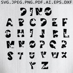Ensemble de polices SVG Alphabet dinosaure (téléchargement numérique)