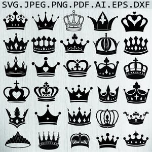 Crown SVG Bundle: Royal, King, Queen, Tiara (Cut Files)