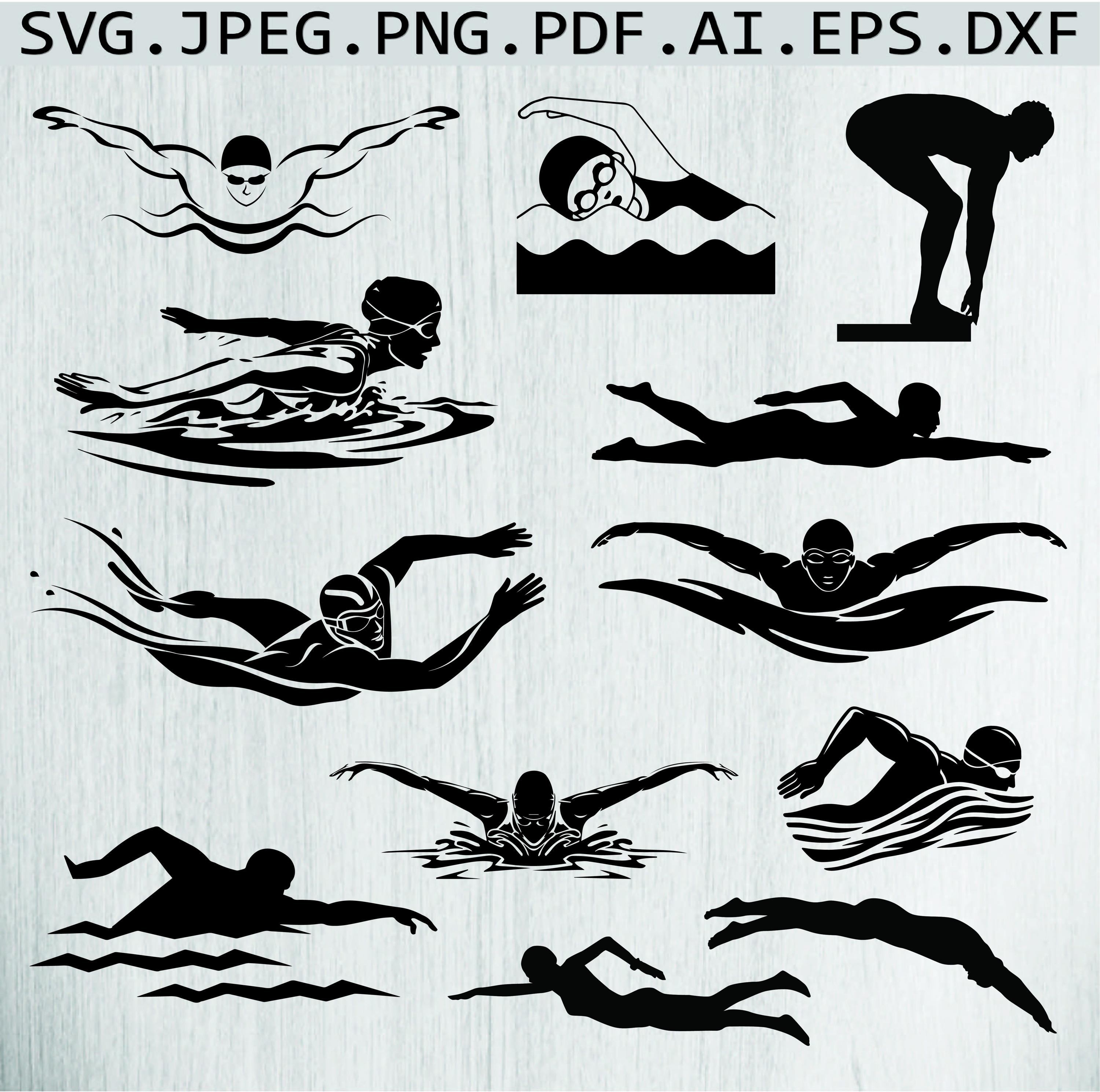 Swimming silhouette - Etsy België, image size:3000x2976
