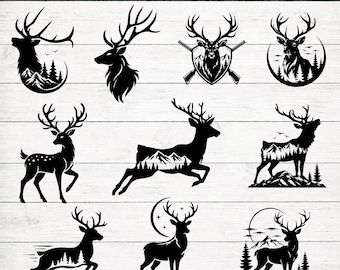 Deer SVG Bundle: Deer, Wildlife, Forest Cut Files (PNG, DXF)