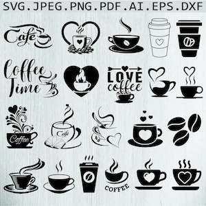 Coffee SVG Bundle: Silhouette Clipart, Mug & Tea Cup Designs (Digital Download)