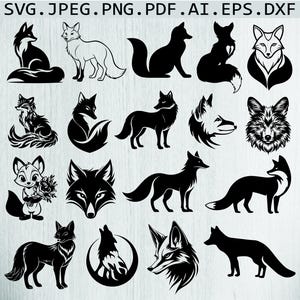 Fox SVG-bundel: bos- en bosdieren clipart (digitale bestanden)