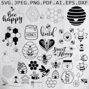 Bee Svg Bundle| Bee Hive Svg|  Honeycomb Svg| Bee Clipart| Bee Cut Files| Honey Bee Svg| Queen Bee Svg| Bee Silhouette| Bee path bundle