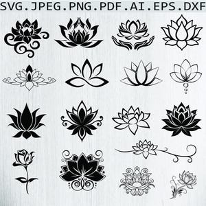 Lotus Flower SVG Bundle: Mandala, Yoga, Meditation Clipart (Digital Files)