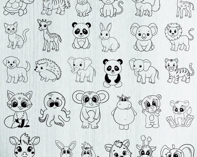 Animals Svg Bundle| Animals Drawings for Kids Svg Bundle| Cute Animals ...