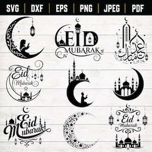 Eid Mubarak SVG Bundle: Islamic Decor, Stickers, Cards (Digital Files)