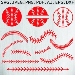 Honkbalsteken SVG-bundel, veters gesneden bestand, vector (directe download)