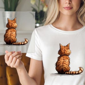 Mysterious Cat DTF Transfer, Unique Pet Art Print, Ready to Press, DIY Cat Lover Shirt, Cozy Kitty Design