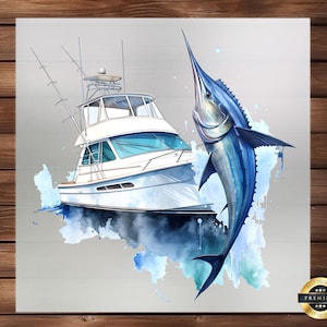 Deep Sea Fishing DTF Transfer, Nautical Design for Fishing Enthusiasts, Perfect for Custom Apparel & Ocean Adventures, Ready Press Graphic