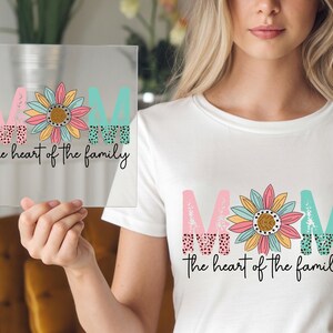 Mom Sunflower DTF Transfer: Trendy Leopard Floral Shirt Print