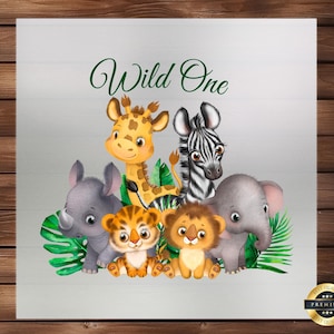 Safari Animals Wild One DTF Transfer, Baby Animals Design, Easy Iron on Decal, Ready to Press, Perfect for Custom Apparel, DIY Craft Supply