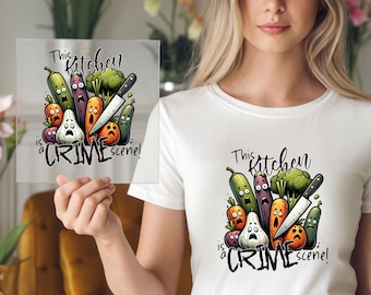 This Kitchen Is A Crime Scene DTF Transfer: Kitchen Humor Food Cartoon Print