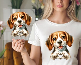 Beagle Heart Hands DTF Transfer, Dog Shirt Design