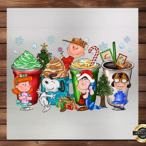 Christmas Coffee Cups DTF Transfer, Festive Holiday Design, Christmas Apparel, Ready Press, Iron on Decal, Merry Christmas, DIY Craft Supply